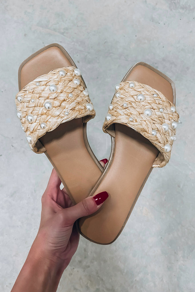 Raffia Pearl Sandals
