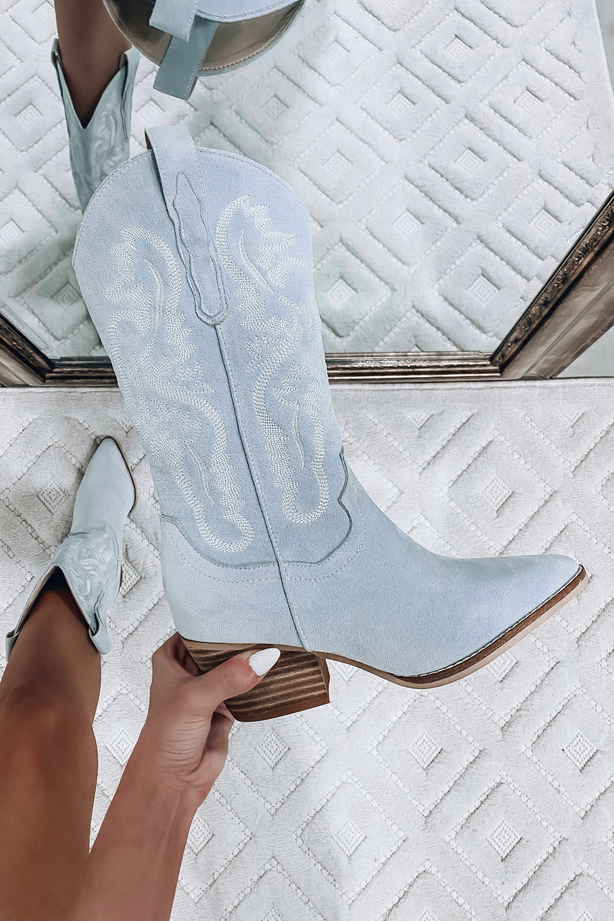 Light blue suede booties hotsell