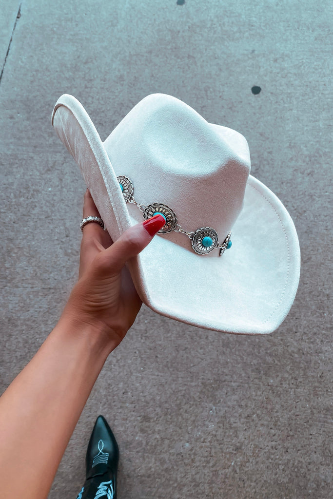 Tennessee Turquoise Hat -Ivory
