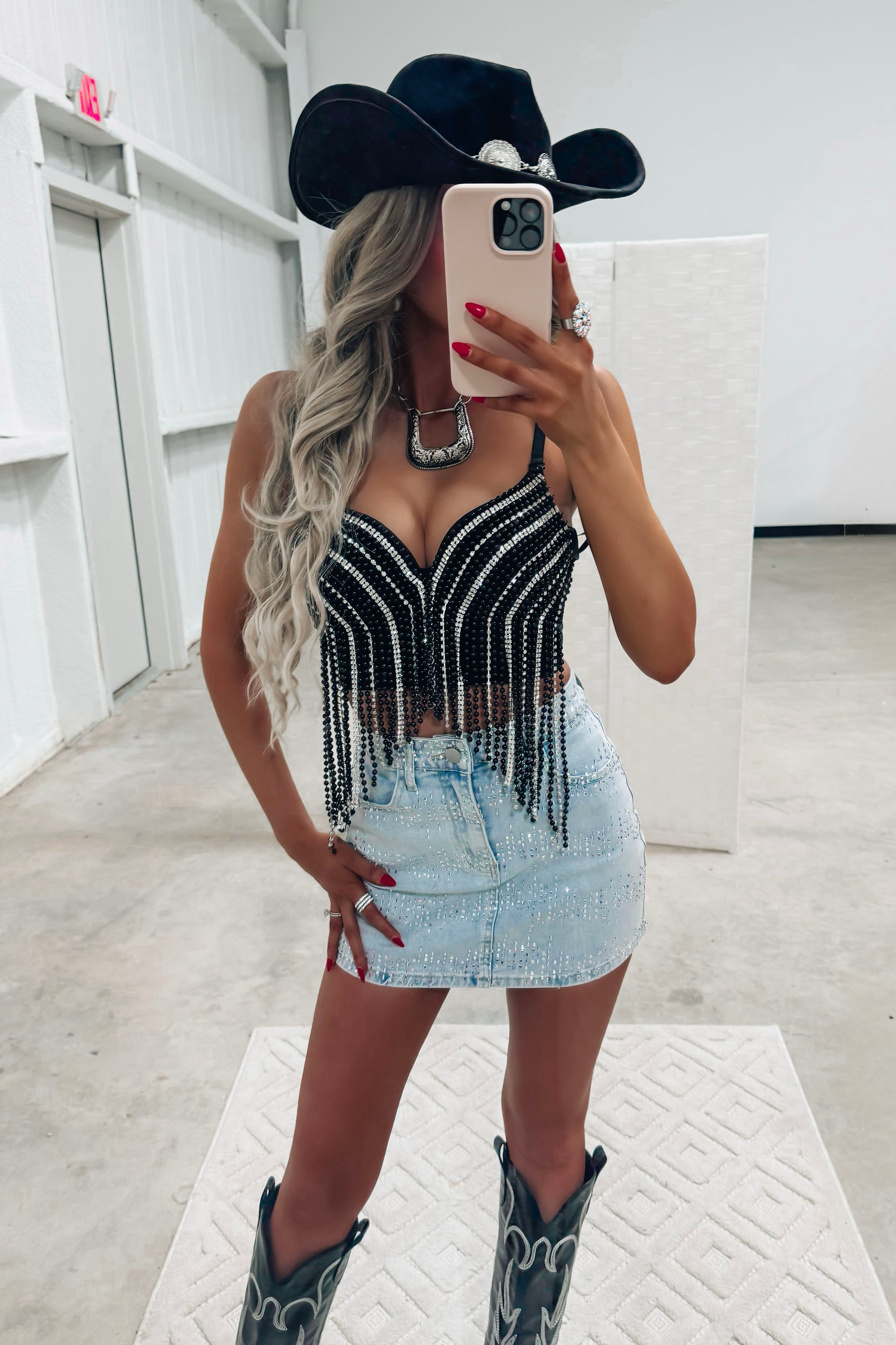 Lula Pearl Fringe Top -Black – Matte Blaque