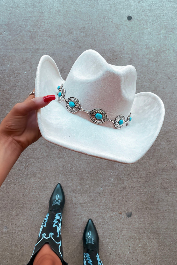 Tennessee Turquoise Hat -Ivory