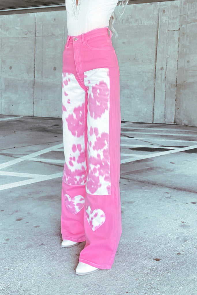 Rexa Wide Leg Jeans -Pink