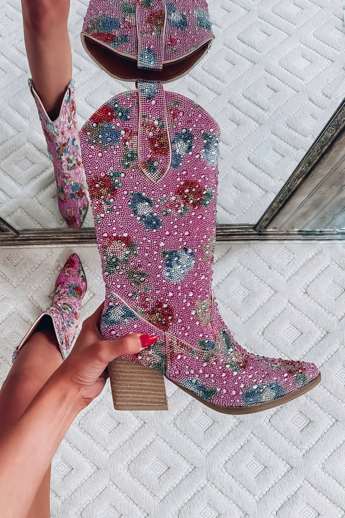 Priscilla Floral Boot -pink