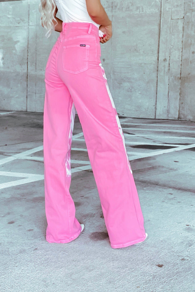 Rexa Wide Leg Jeans -Pink
