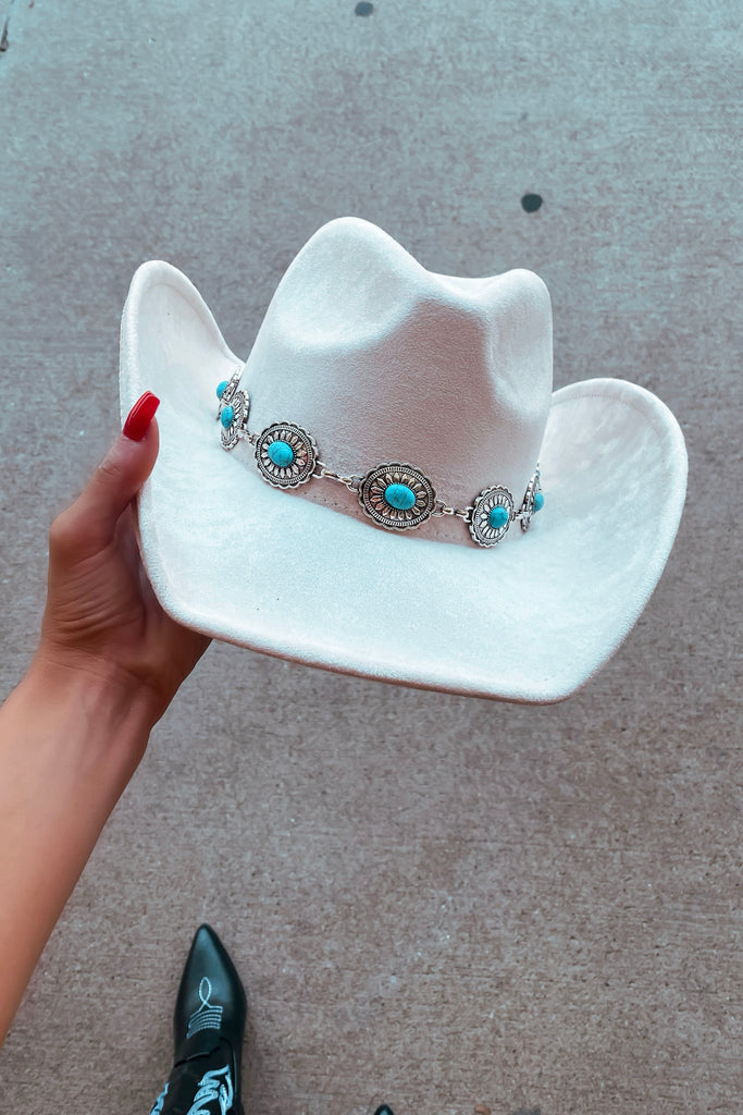 Tennessee Turquoise Hat -Ivory