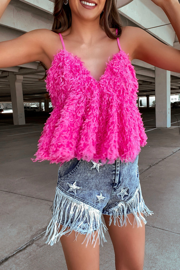 Hot Pink Ruffle Top (SIZE S)