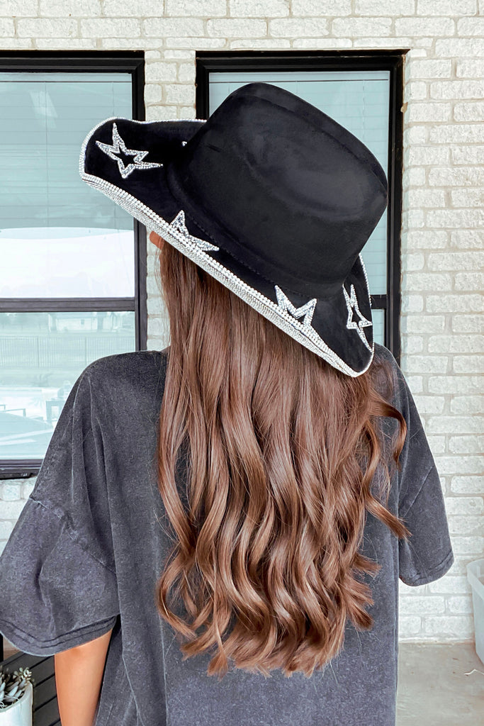 Star Rhinestone Hat -Black