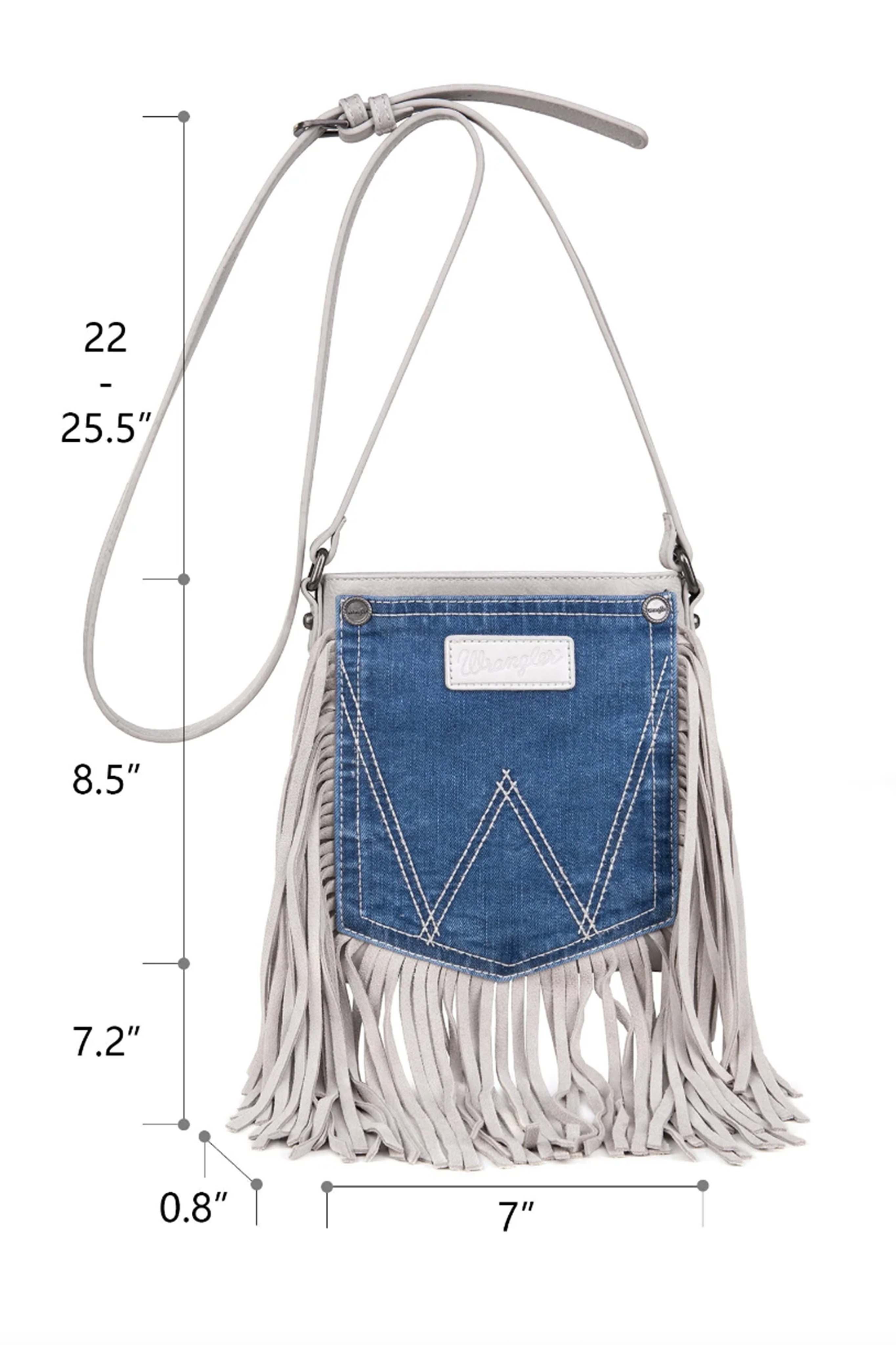 Wrangler Denim & Hot Pink Fringe Crossbody Bag