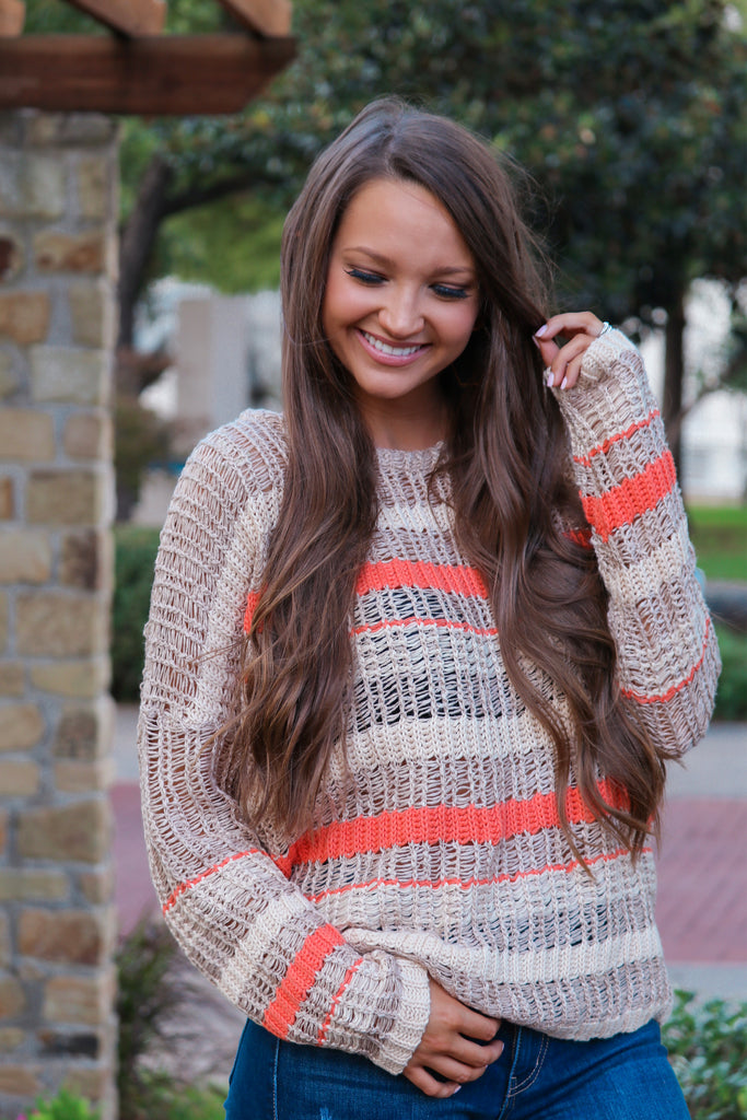 Harlowe Taupe Striped Sweater